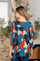 Sew In Love Stylish Full Size Printed Boat Neck Blouse for Women